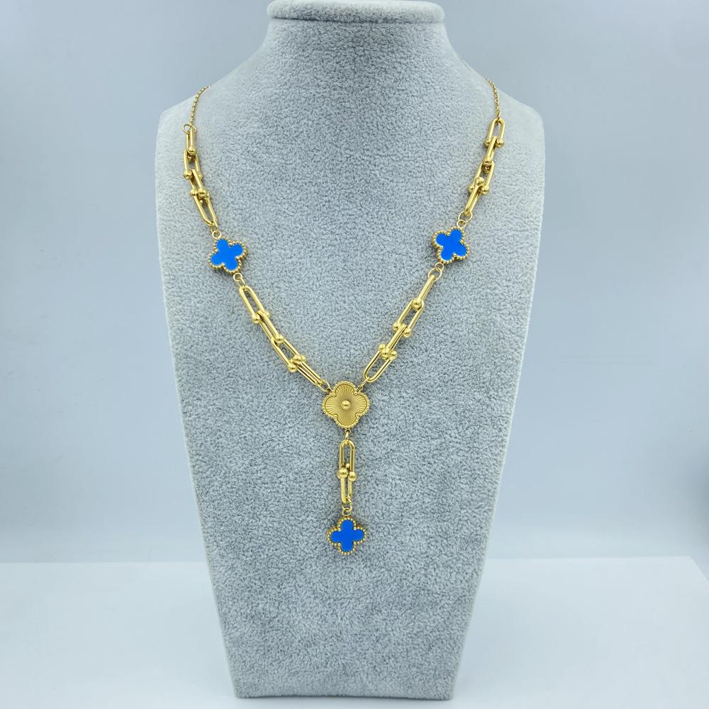 Fashion 13MM Four Leaf Flower U Shape Necklace Titanium Steel Four Leaf Clover Ladies Necklace
Fashion 13MM Four Leaf Flower U Shape Necklace Titanium Steel Four Leaf Clover Ladies Necklace