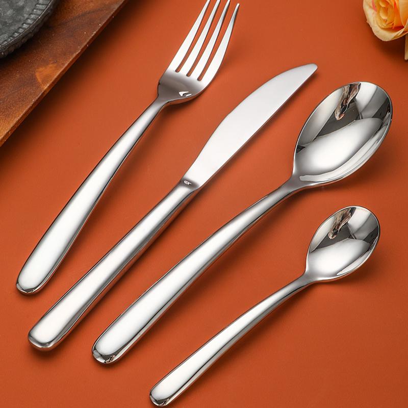 304 нержавеющая сталь европейская круглая ручка западная посуда элитные принадлежности для ресторанов и отелей нож вилка ложка чайная ложка серебряный