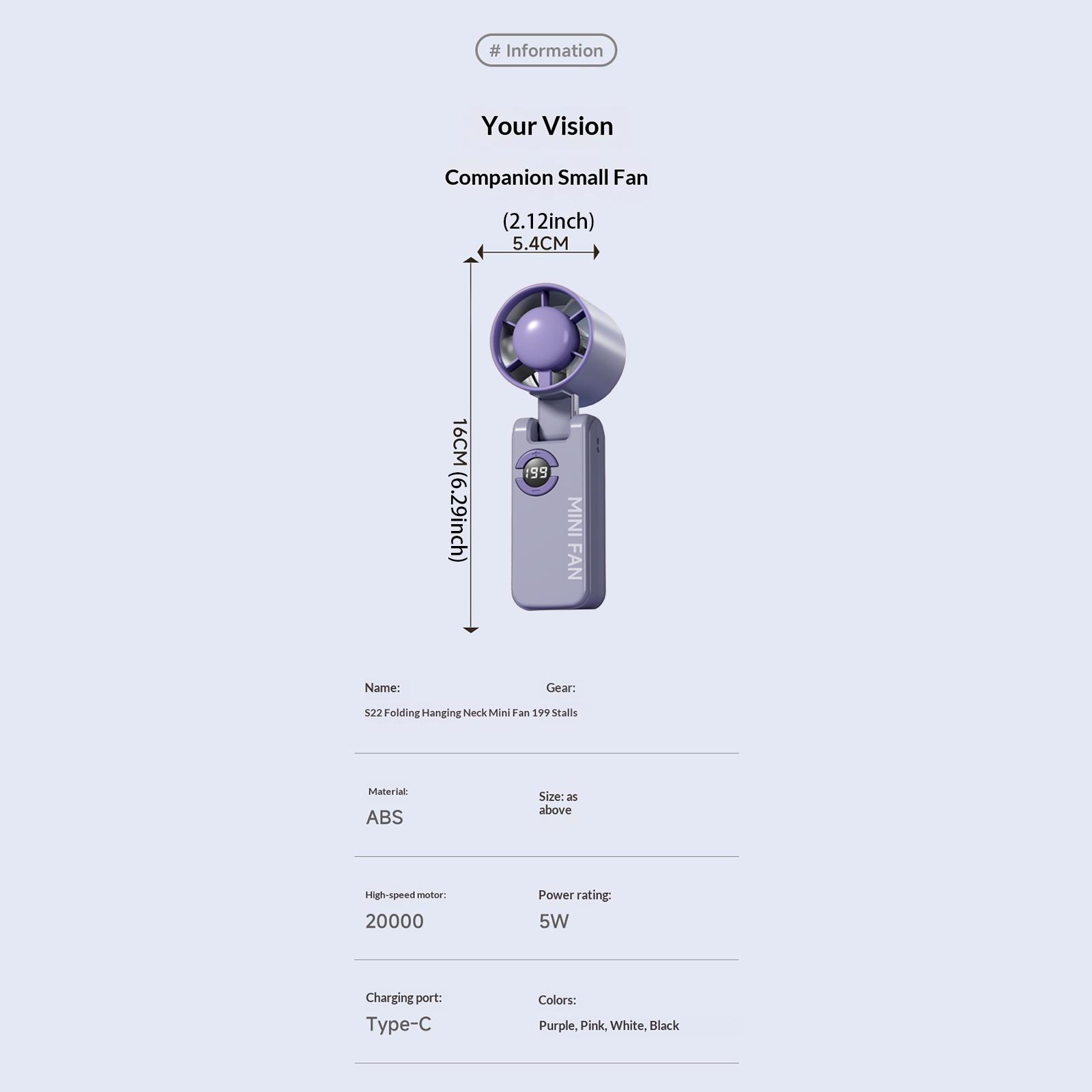 Portable High Speed Cooling Handheld Fan 1800mAh Rechargeable 199 Wind Speeds Adjustable Mini Foldable Air Cooling Turbo Fan
Portable High Speed Cooling Handheld Fan 1800mAh Rechargeable 199 Wind Speeds Adjustable Mini Foldable Air Cooling Turbo Fan