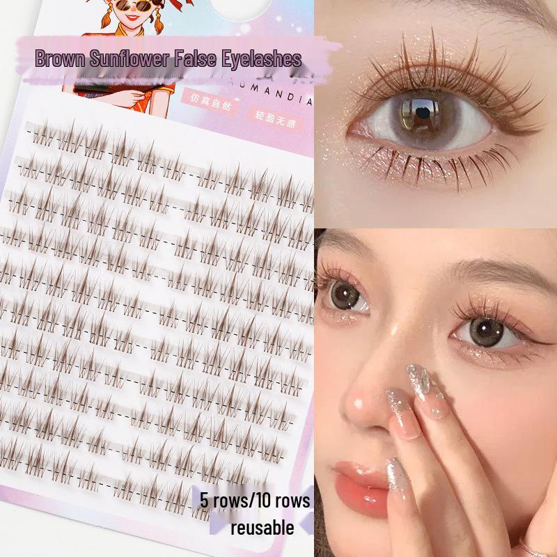 Natural Cluster Brown Sunflower False Eyelashes - Caramel, Clear Thin Stem, Large Capacity
Natural Cluster Brown Sunflower False Eyelashes - Caramel, Clear Thin Stem, Large Capacity
