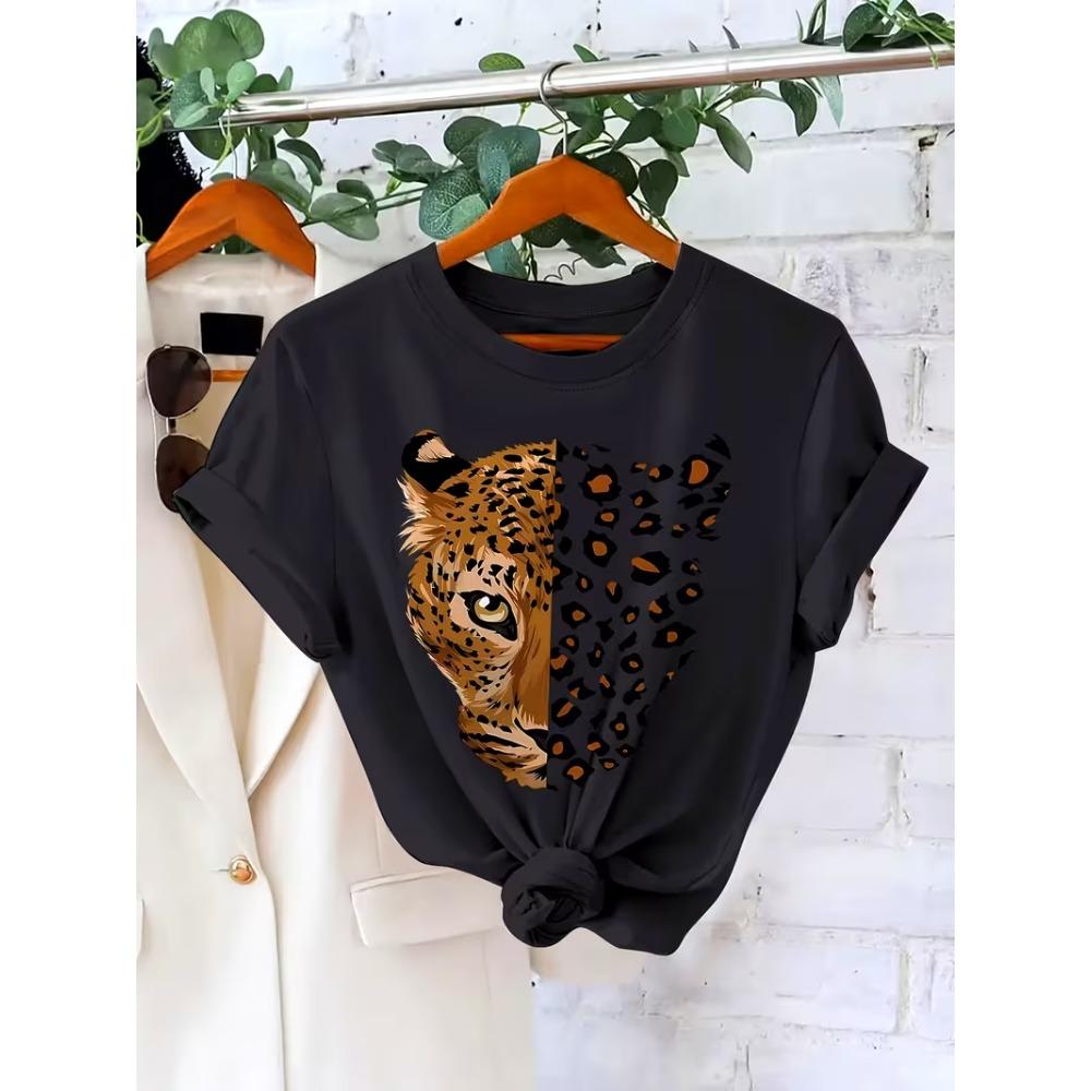 Women Casual Sports Short Sleeve Tee Leopard Print Round Neck Comfortable Durable Versatile for Daily Wear Gym Travel S
Women Casual Sports Short Sleeve Tee Leopard Print Round Neck Comfortable Durable Versatile for Daily Wear Gym Travel S