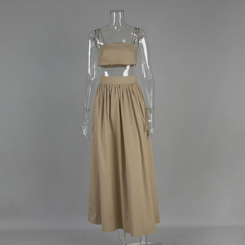 Western Style Sexy Cami High Waist Skirt Two-piece Set Strap Vest and Skirt Set Khaki S
Western Style Sexy Cami High Waist Skirt Two-piece Set Strap Vest and Skirt Set Khaki S