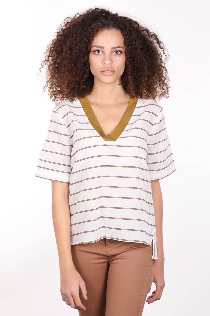 Белая женская блузка в рубчик с v-образным вырезом и короткими рукавами 34 белый
Белая женская блузка в рубчик с v-образным вырезом и короткими рукавами 34 белый