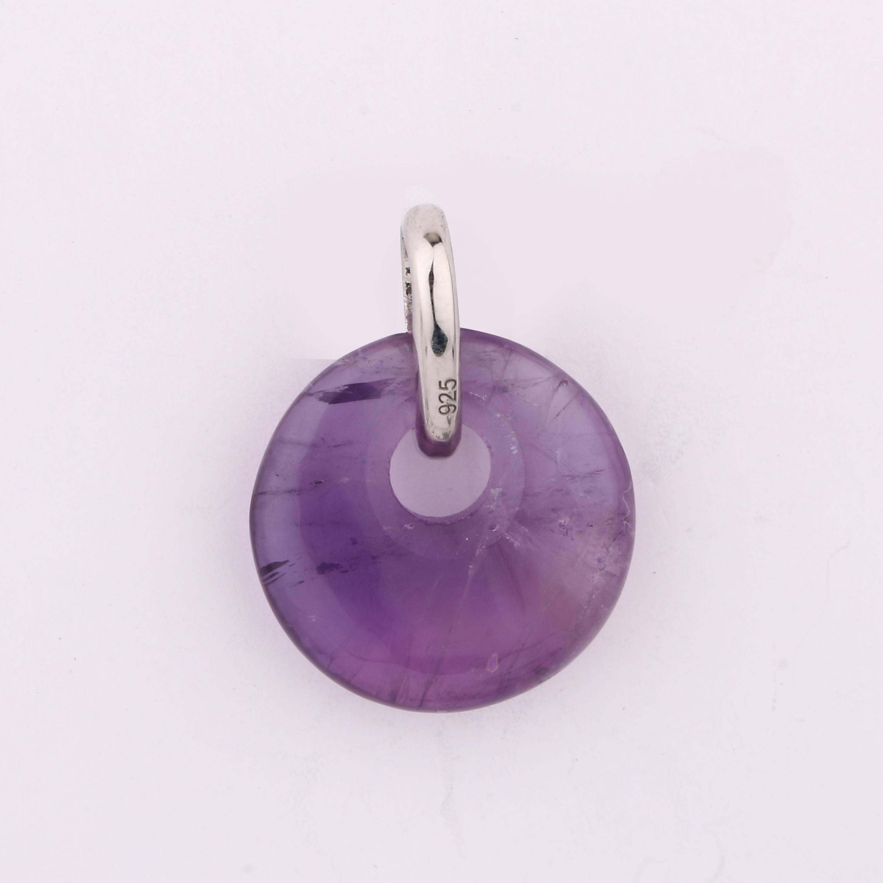 African Amethyst Donut Pendant 925 Sterling Silver Rhodium Plated Minimal Fine Jewelry Gift for Her срібний
African Amethyst Donut Pendant 925 Sterling Silver Rhodium Plated Minimal Fine Jewelry Gift for Her срібний