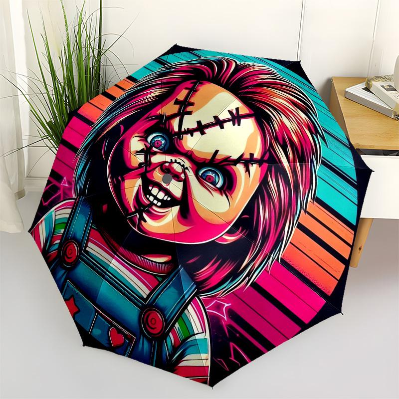 1pc Chucky Horror Doll Umbrella with Plastic Handle,Suitable for All Seasons Home Travel Outdoor UmbrellaFP029
1pc Chucky Horror Doll Umbrella with Plastic Handle,Suitable for All Seasons Home Travel Outdoor UmbrellaFP029