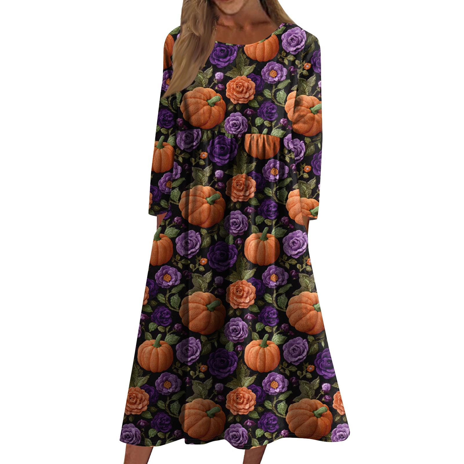 Women s Casual Crew-neck Halloween Print Mid-length Dress Long-sleeved Dress With Pocket XXL
Women s Casual Crew-neck Halloween Print Mid-length Dress Long-sleeved Dress With Pocket XXL