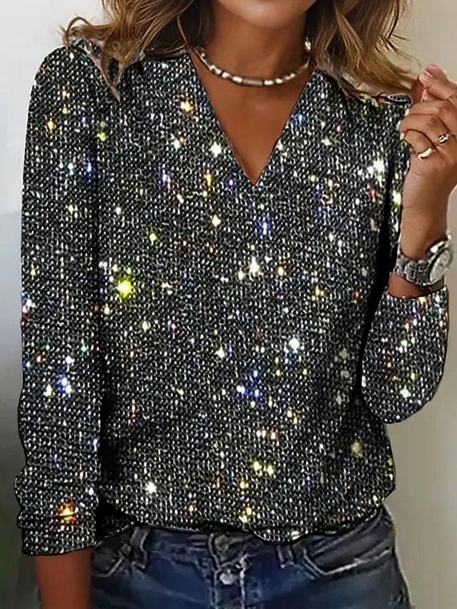 Trendy Elegant V-Neck Long Sleeve Top with Sequins XL чорний
Trendy Elegant V-Neck Long Sleeve Top with Sequins XL чорний