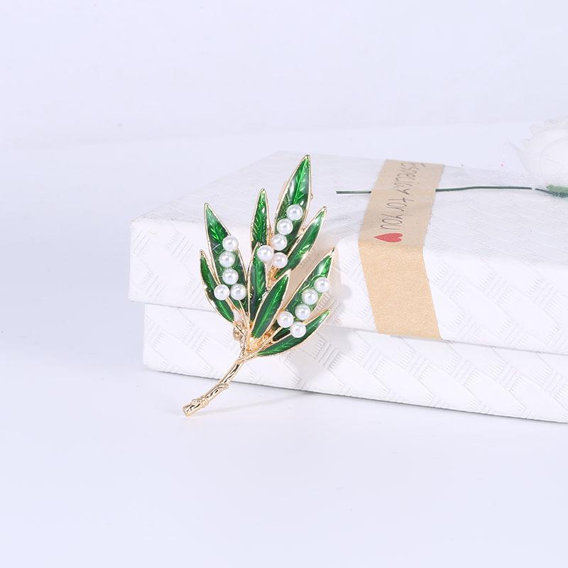 Литературный и свежий Мори эмалевая глазурь ретро ясень жемчужное пальто свитер шарф брошь корсаж с ювелирными изделиями зелёный