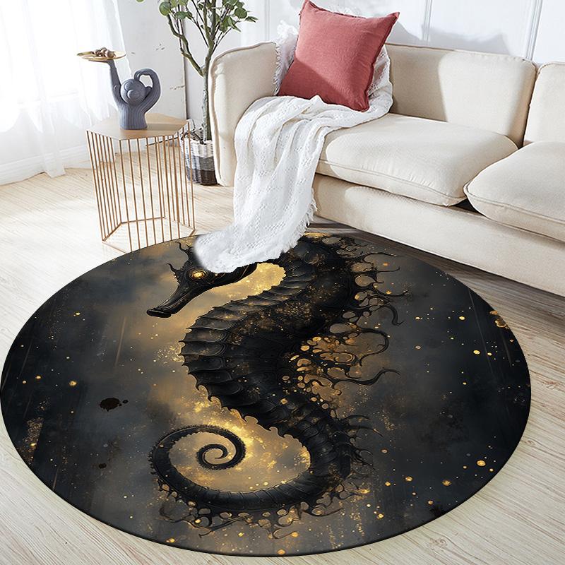 Black and Gold Marine Animals,Round Area Rug,Carpet Rug for Living Room Bedroom Sofa Playroom Decor,Non-slip Floor Mat 80cmx80cm
Black and Gold Marine Animals,Round Area Rug,Carpet Rug for Living Room Bedroom Sofa Playroom Decor,Non-slip Floor Mat 80cmx80cm
