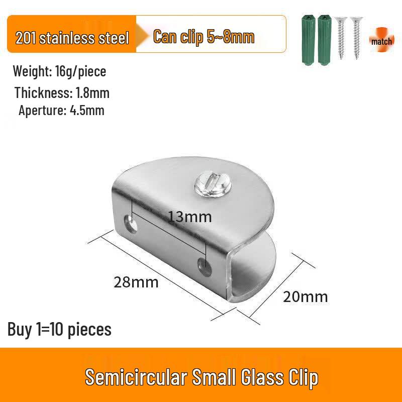 Rongyu Stainless Steel Half-Round Glass Clamp (10 Pcs)
Rongyu Stainless Steel Half-Round Glass Clamp (10 Pcs)
