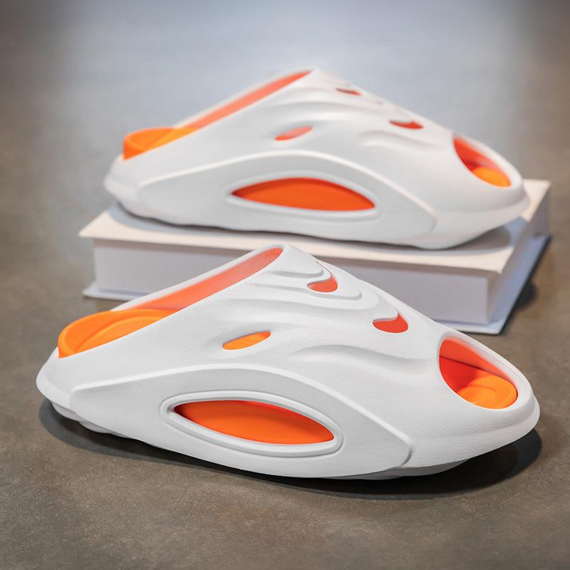 Тапочки с рыбьим ртом мужские и женские 2025 новые домашние тапочки с толстой подошвой, нескользящие, не скользят, не цепляются за что-либо, пляжные тапочки классные тапочки 44-45