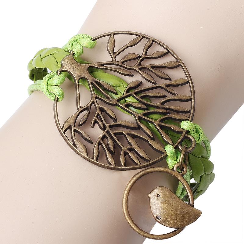 European-American Fashion Bracelet: Big Tree & Little Bird Natural Style, Adjustable PU Woven Rope Jewelry зелёный
European-American Fashion Bracelet: Big Tree & Little Bird Natural Style, Adjustable PU Woven Rope Jewelry зелёный