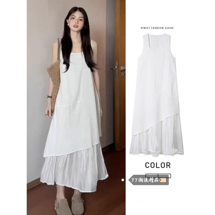 White vest skirt women s summer new French loose design medium and long irregular suspender dress XL білий
White vest skirt women s summer new French loose design medium and long irregular suspender dress XL білий