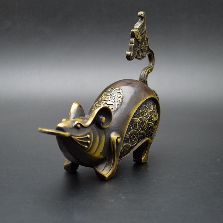 Pure Copper Brass Money Mouse Ornament: Retro Home Decor Zodiac Rat 20*6*14 cm
Pure Copper Brass Money Mouse Ornament: Retro Home Decor Zodiac Rat 20*6*14 cm