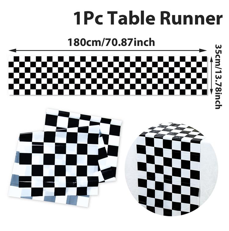 PE Classic Black White Checkered Table Runner Polyester Racing Theme Party Placemats Soccer Goal Cup Wedding Table Dining Decor
PE Classic Black White Checkered Table Runner Polyester Racing Theme Party Placemats Soccer Goal Cup Wedding Table Dining Decor