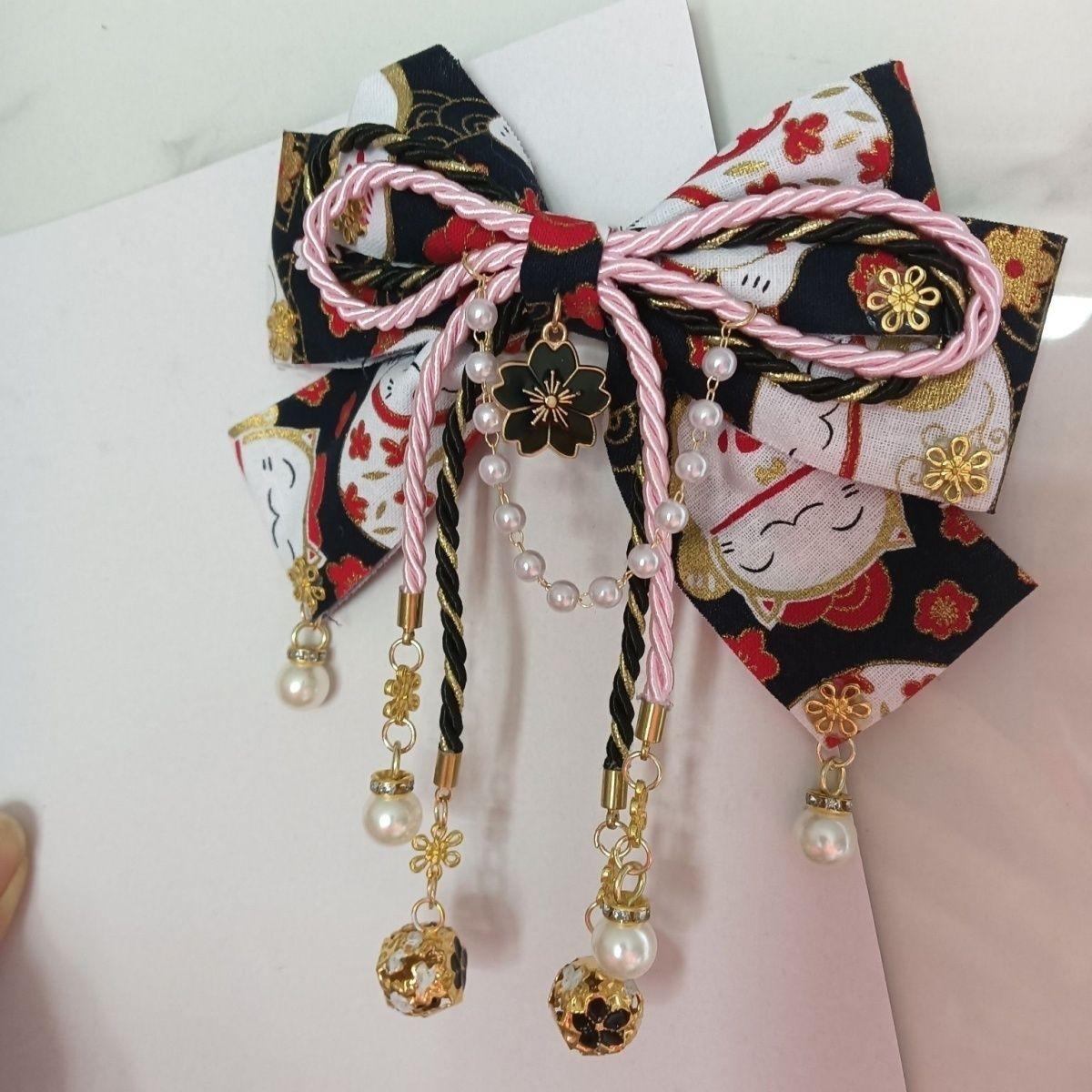 Japanese Style Girl with Hot Stamping Cherry Blossom Bow Hair Accessory Lolita Tassel Edge Clip
Japanese Style Girl with Hot Stamping Cherry Blossom Bow Hair Accessory Lolita Tassel Edge Clip