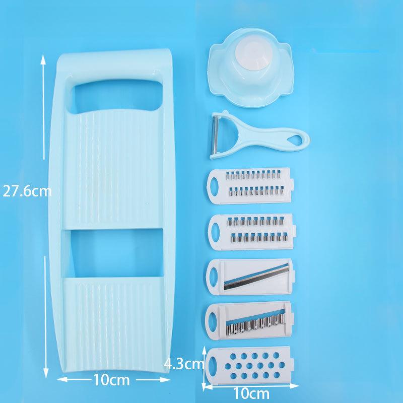 8 в 1 машина для измельчения картофеля, измельчитель для нарезки овощей, домашняя кухня, многофункциональный скребок для редиса, грубый строгальный станок 8 IN 1 синий