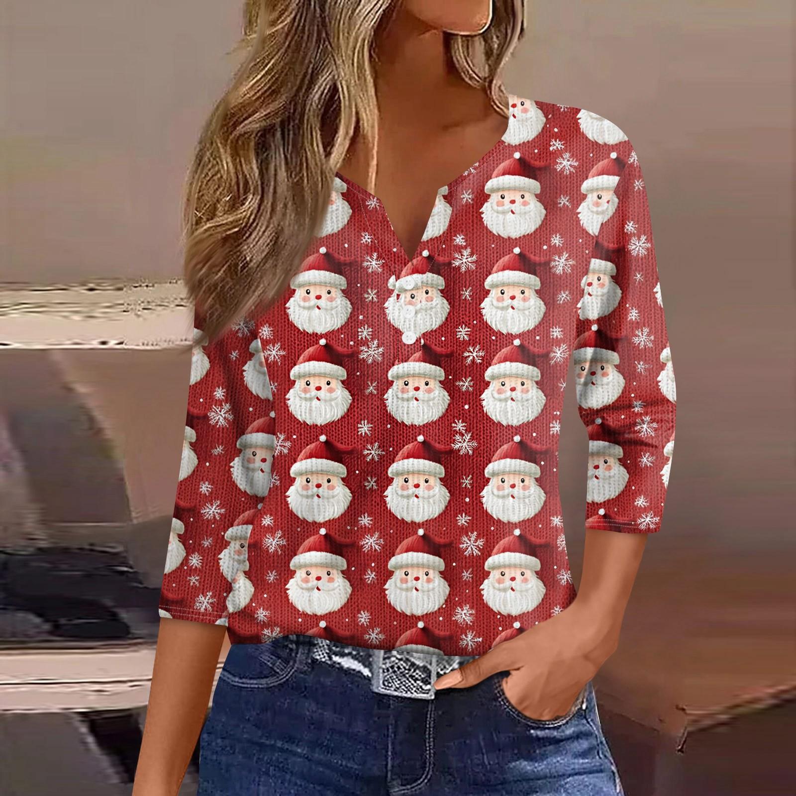 Женская футболка с рождественским принтом, пуговицами, рукавом 3/4, вязаный свитер, повседневный, модный, с V-образным вырезом, обычный топ M белый
Женская футболка с рождественским принтом, пуговицами, рукавом 3/4, вязаный свитер, повседневный, модный, с V-образным вырезом, обычный топ M белый