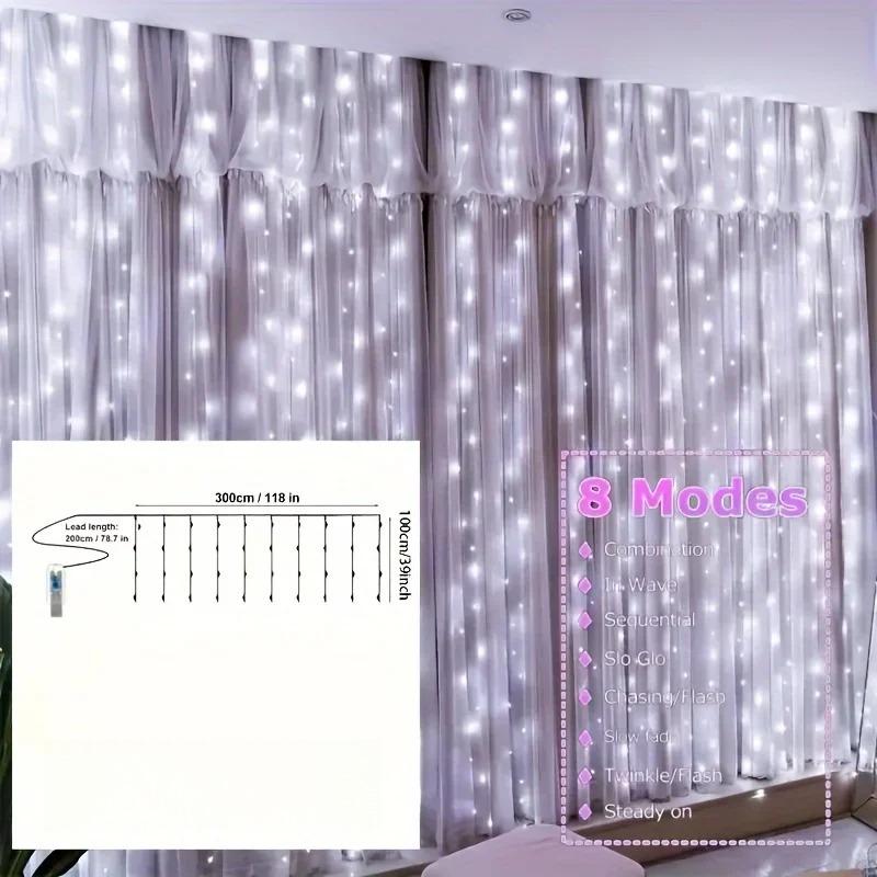 LED Fairy Light Curtain USB Remote Control 8 Modes String Lights Christmas Wedding for Bedroom Wedding Party Xmas Decoration 1M 100LED White
LED Fairy Light Curtain USB Remote Control 8 Modes String Lights Christmas Wedding for Bedroom Wedding Party Xmas Decoration 1M 100LED White