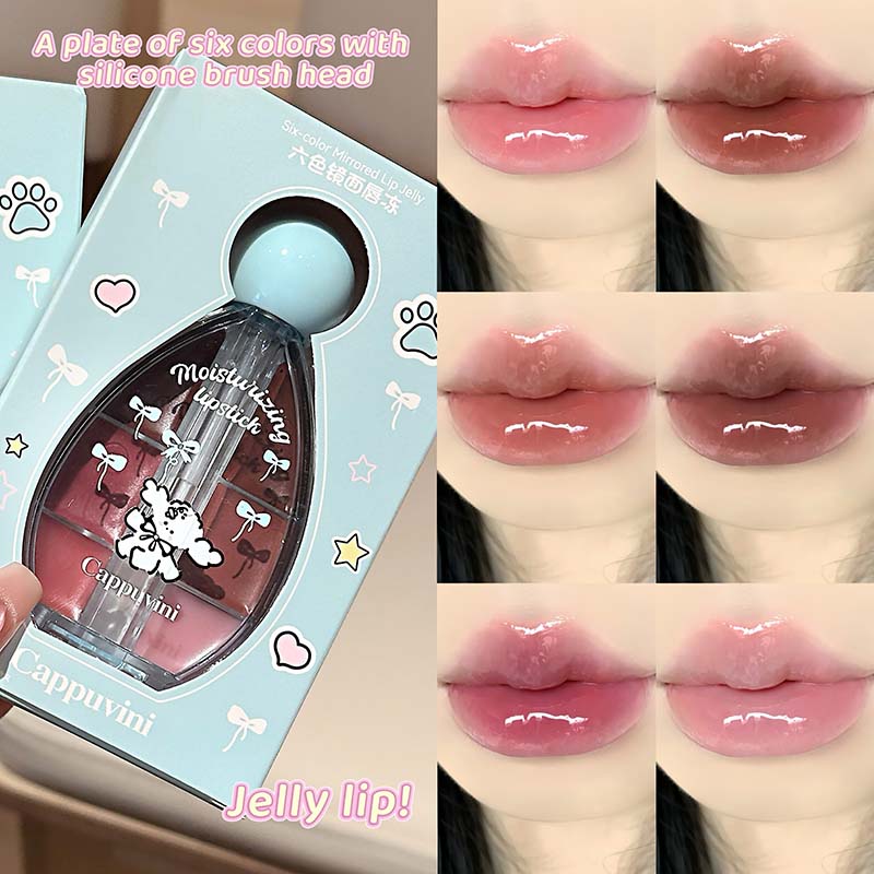 Cappuvini Шестицветный зеркальный желе для губ, блеск для губ
Cappuvini Шестицветный зеркальный желе для губ, блеск для губ