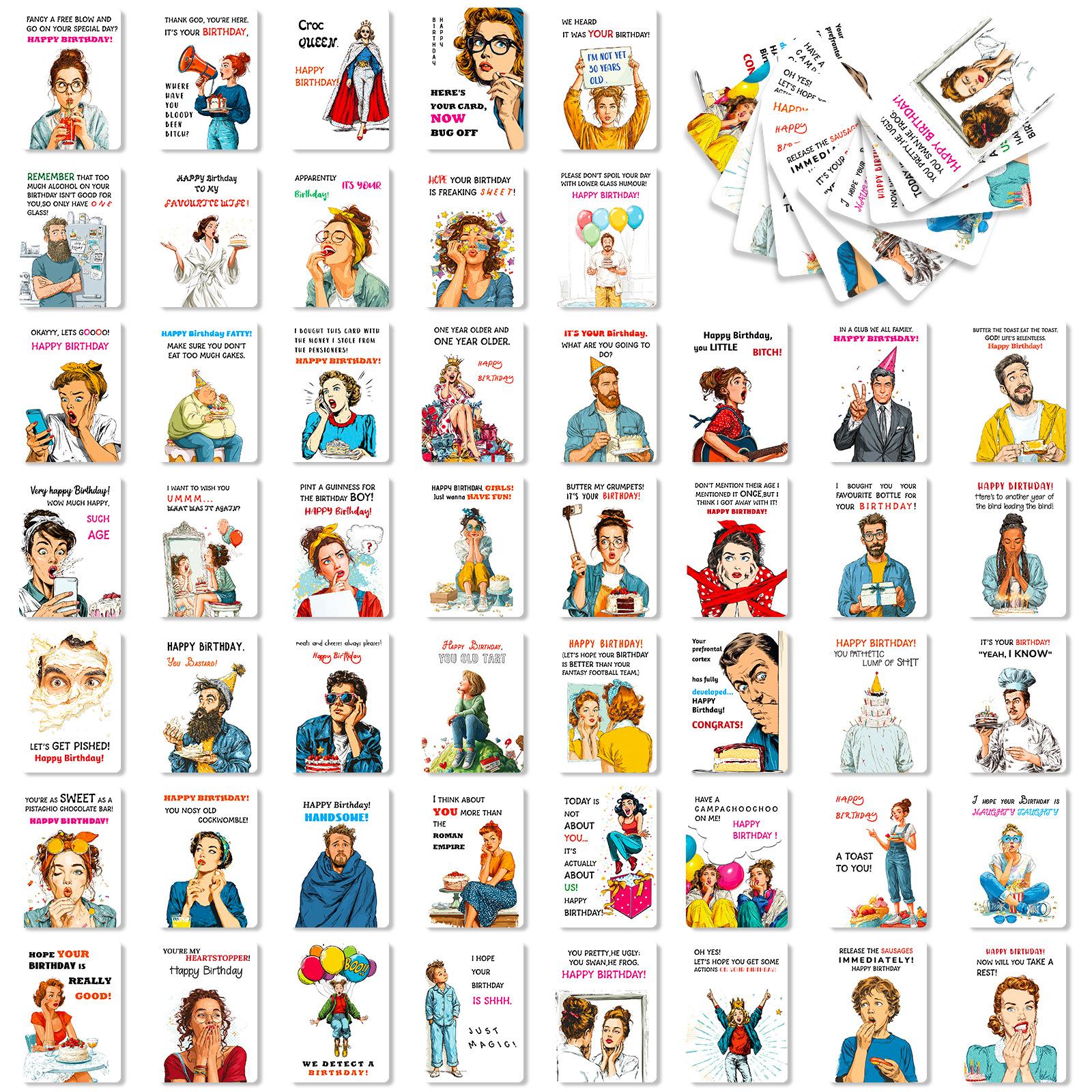 50 Funny And Humorous Birthday Interactive Cards, All English Cartoon Text Cards, Birthday Message Cards T01042717
50 Funny And Humorous Birthday Interactive Cards, All English Cartoon Text Cards, Birthday Message Cards T01042717