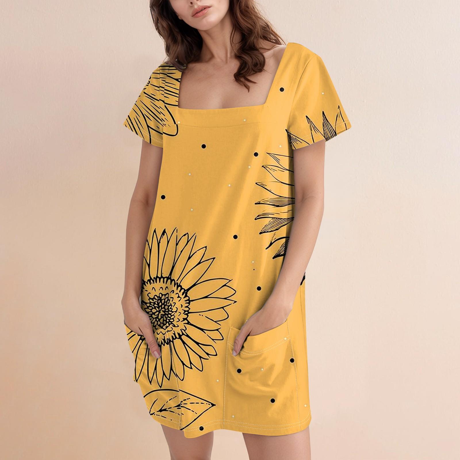 Женская модная юбка с квадратным воротником и коротким рукавом, повседневное платье с цветочным принтом и карманом M оранжевый
Женская модная юбка с квадратным воротником и коротким рукавом, повседневное платье с цветочным принтом и карманом M оранжевый