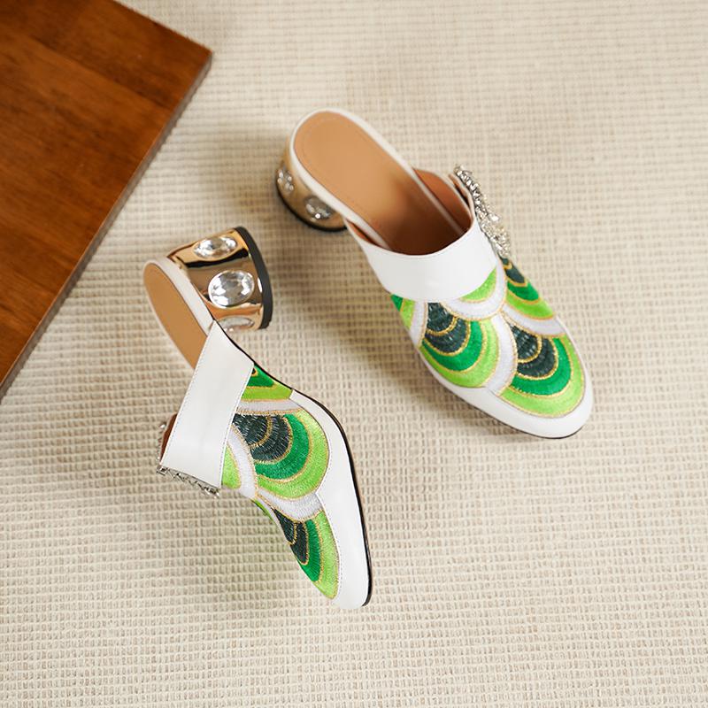 Krazing Pot Mules Cow Skin Spring Summer Size 43 Size 42 Sandals Women Crystal Heels Peacock Pattern Women Round Toe Slip on Pumps 34 зелений
Krazing Pot Mules Cow Skin Spring Summer Size 43 Size 42 Sandals Women Crystal Heels Peacock Pattern Women Round Toe Slip on Pumps 34 зелений