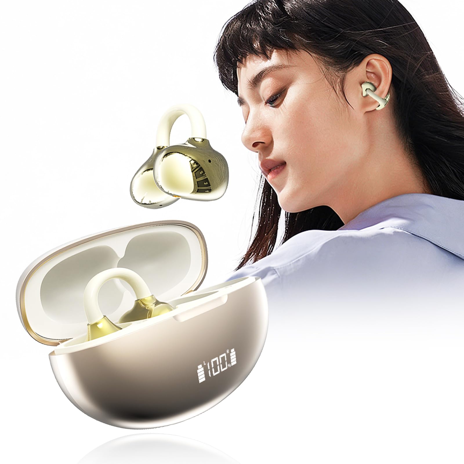 for 2026 Ear Cuff Wireless Open Ear Bluetooth Ear Cuff Sound Block Ear No Sound Bone Conduction Open Ear Ear Waterproof Champagne Gold [New - Style,
for 2026 Ear Cuff Wireless Open Ear Bluetooth Ear Cuff Sound Block Ear No Sound Bone Conduction Open Ear Ear Waterproof Champagne Gold [New - Style,