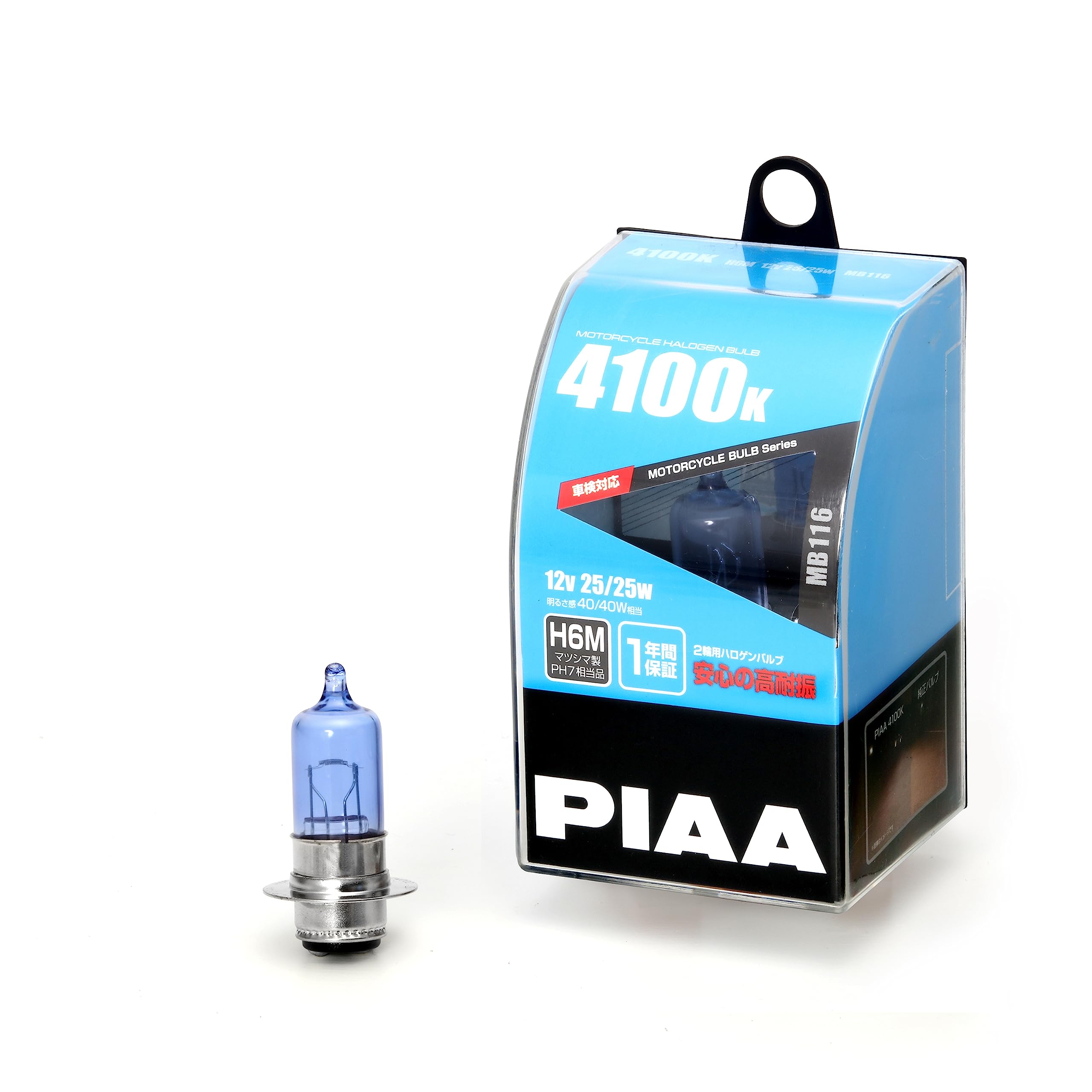 PIAA Motorcycle Headlight Bulb H6M Halogen 4100K 40/40W High Earthquake Resistance 20G MB116
PIAA Motorcycle Headlight Bulb H6M Halogen 4100K 40/40W High Earthquake Resistance 20G MB116