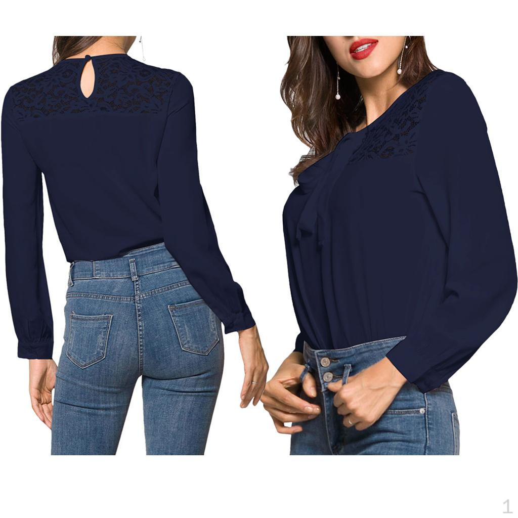 Blue/White Long Sleeve Lace Patchwork Chiffon Shirt Loose Fit Casual Blouse Tops for Women L синій
Blue/White Long Sleeve Lace Patchwork Chiffon Shirt Loose Fit Casual Blouse Tops for Women L синій