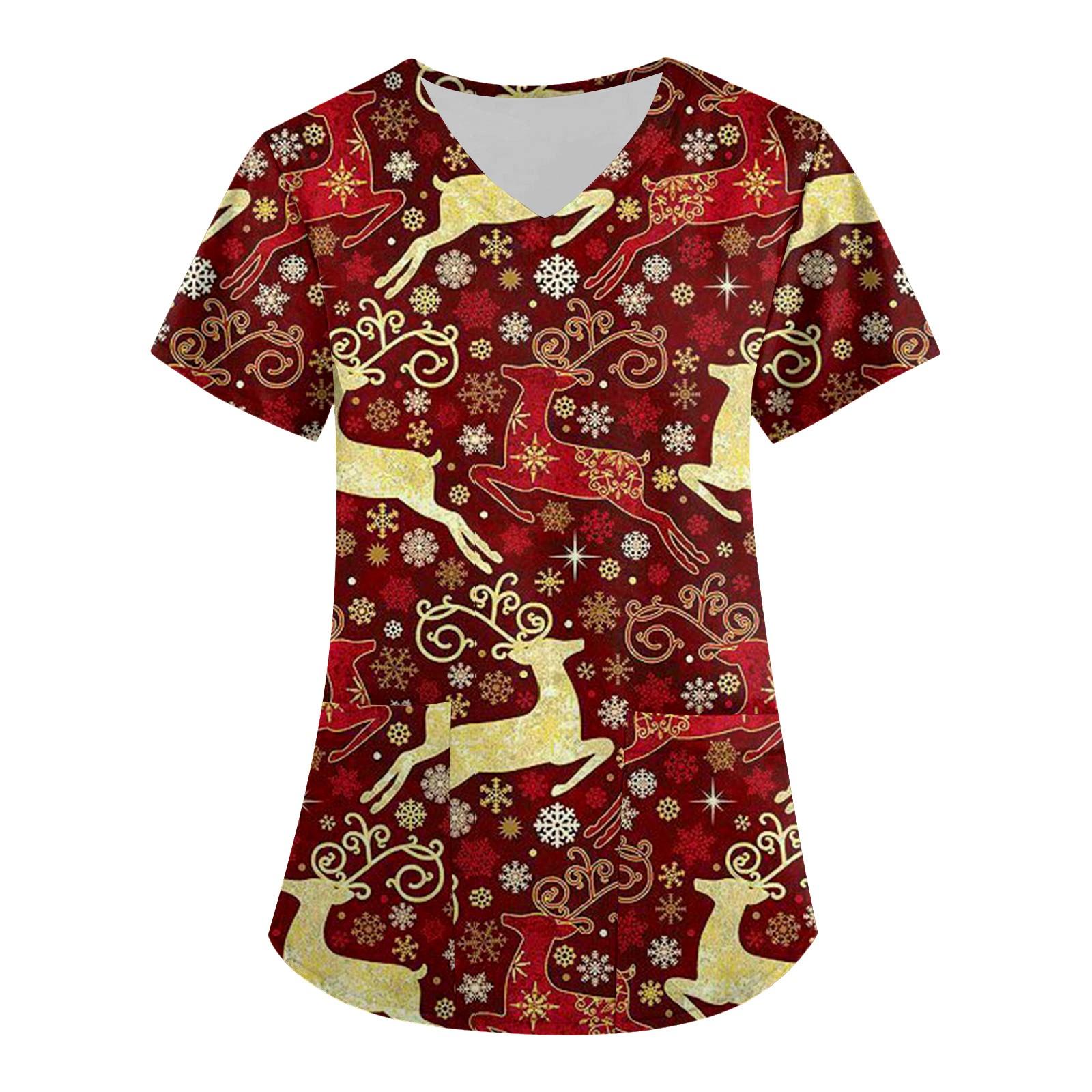 Женская мода с v-образным вырезом, короткими рукавами и карманами, топы с рождественским принтом M винный
Женская мода с v-образным вырезом, короткими рукавами и карманами, топы с рождественским принтом M винный