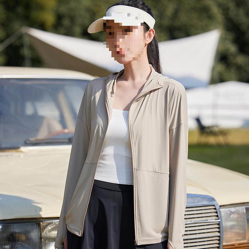 Женская летняя солнцезащитная рубашка Banxia из ледяного шелка с защитой от УФ-лучей - Легкая куртка со спущенным плечом Extra Large XF шампанского