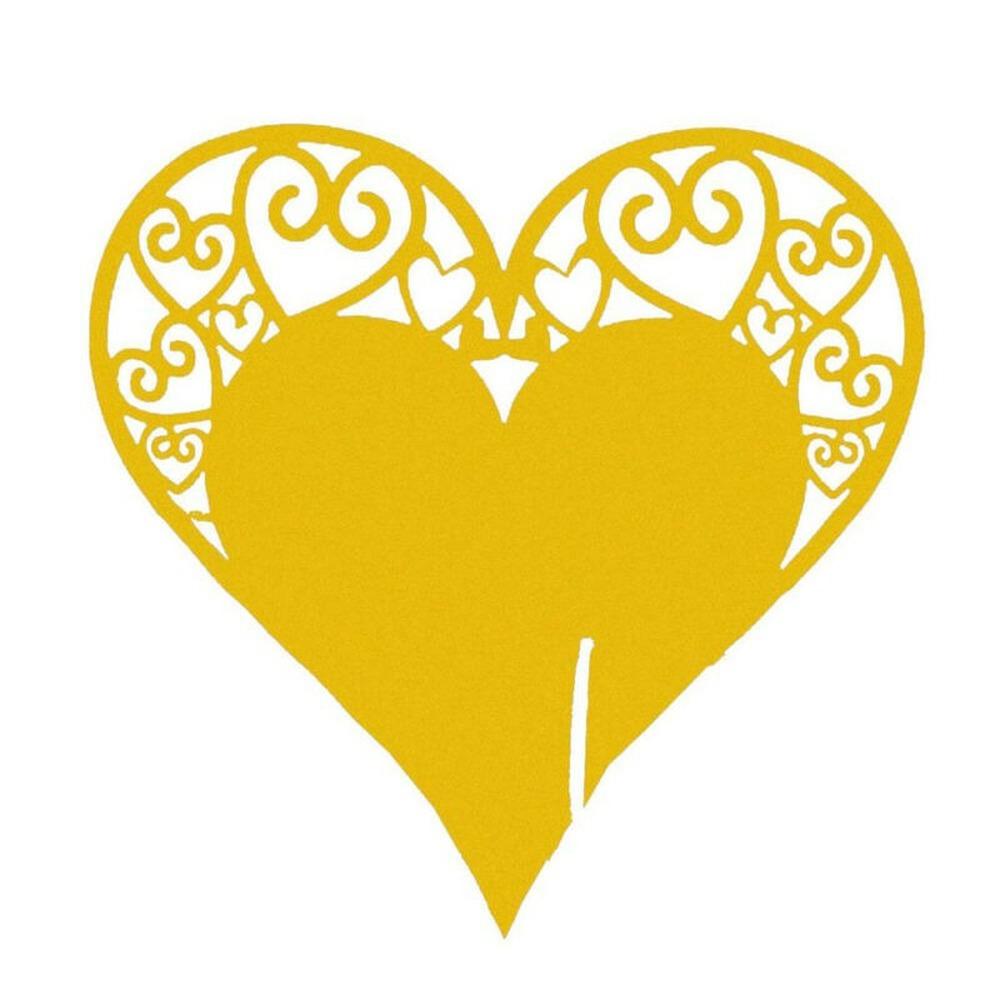 Свадебная вечеринка в форме сердца, стеклянное место, лазерная резка на роскошных перламутровых бумажных открытках, товары для декора 1 PC золотой