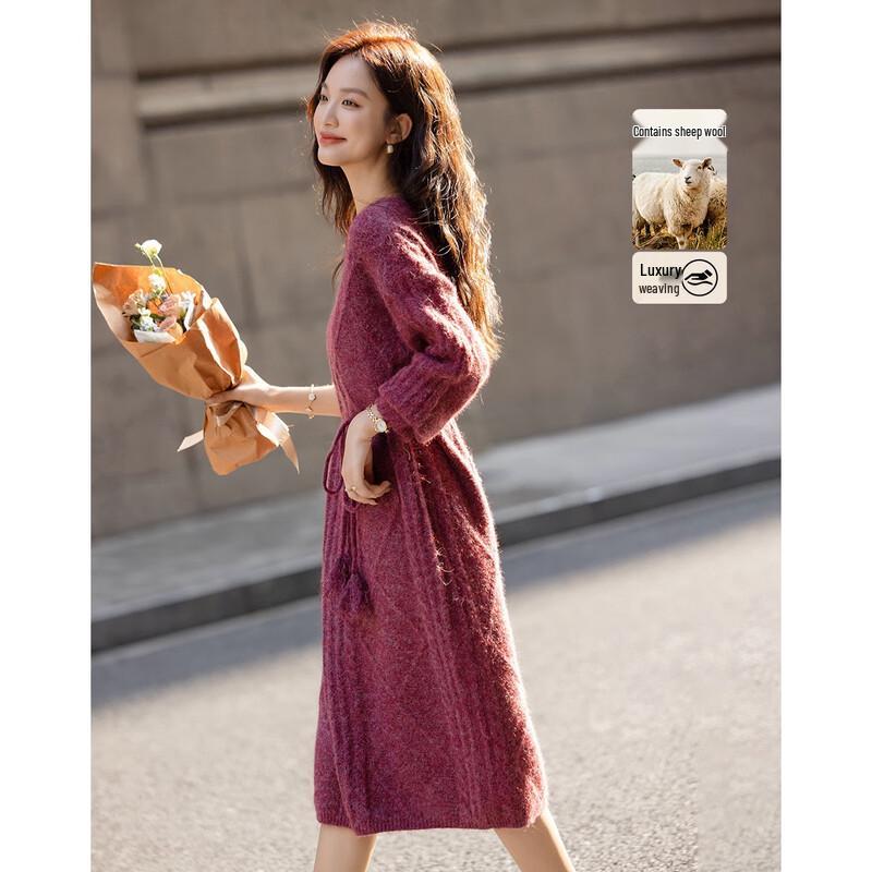 Demana Зимнее элегантное платье с кабельной вязкой, V-образным вырезом и поясом с кисточками XL
Demana Зимнее элегантное платье с кабельной вязкой, V-образным вырезом и поясом с кисточками XL