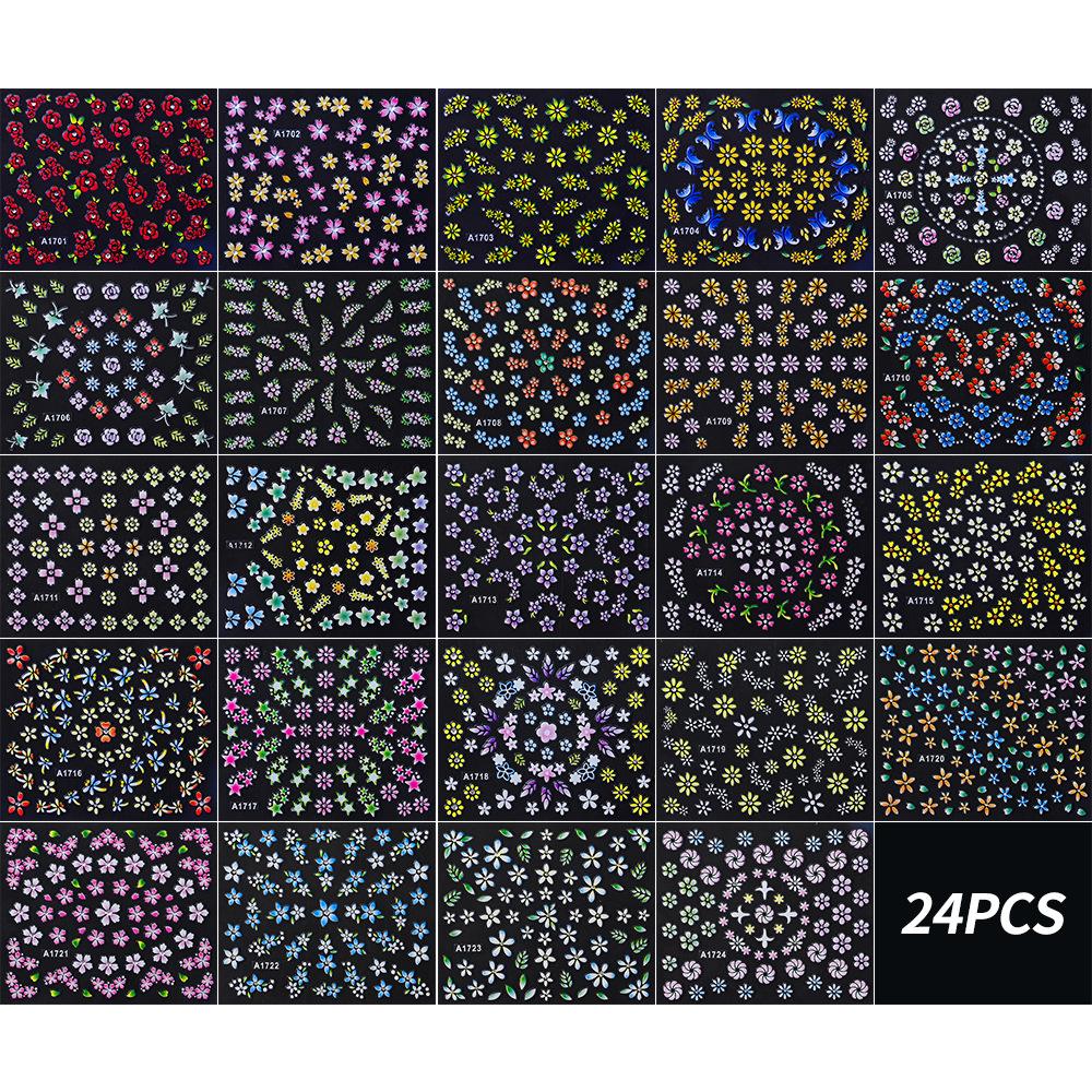 24pcs Colorful Spring Flower Nail Stickers Set 3D Nail Art Stickers Self-Adhesive Butterfly Blossom Patterns Manicure Decals
24pcs Colorful Spring Flower Nail Stickers Set 3D Nail Art Stickers Self-Adhesive Butterfly Blossom Patterns Manicure Decals