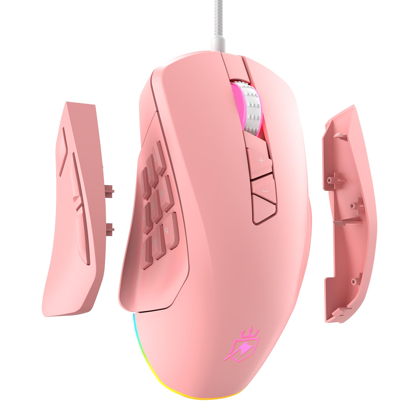 ROYALAXE Wired Gaming Mouse with Side MMO Mouse with 14 Programmable Ergonomic Gaming Mouse with 2 Grip Computer Mouse with up to RGB Pink Plates, рожевий
ROYALAXE Wired Gaming Mouse with Side MMO Mouse with 14 Programmable Ergonomic Gaming Mouse with 2 Grip Computer Mouse with up to RGB Pink Plates, рожевий