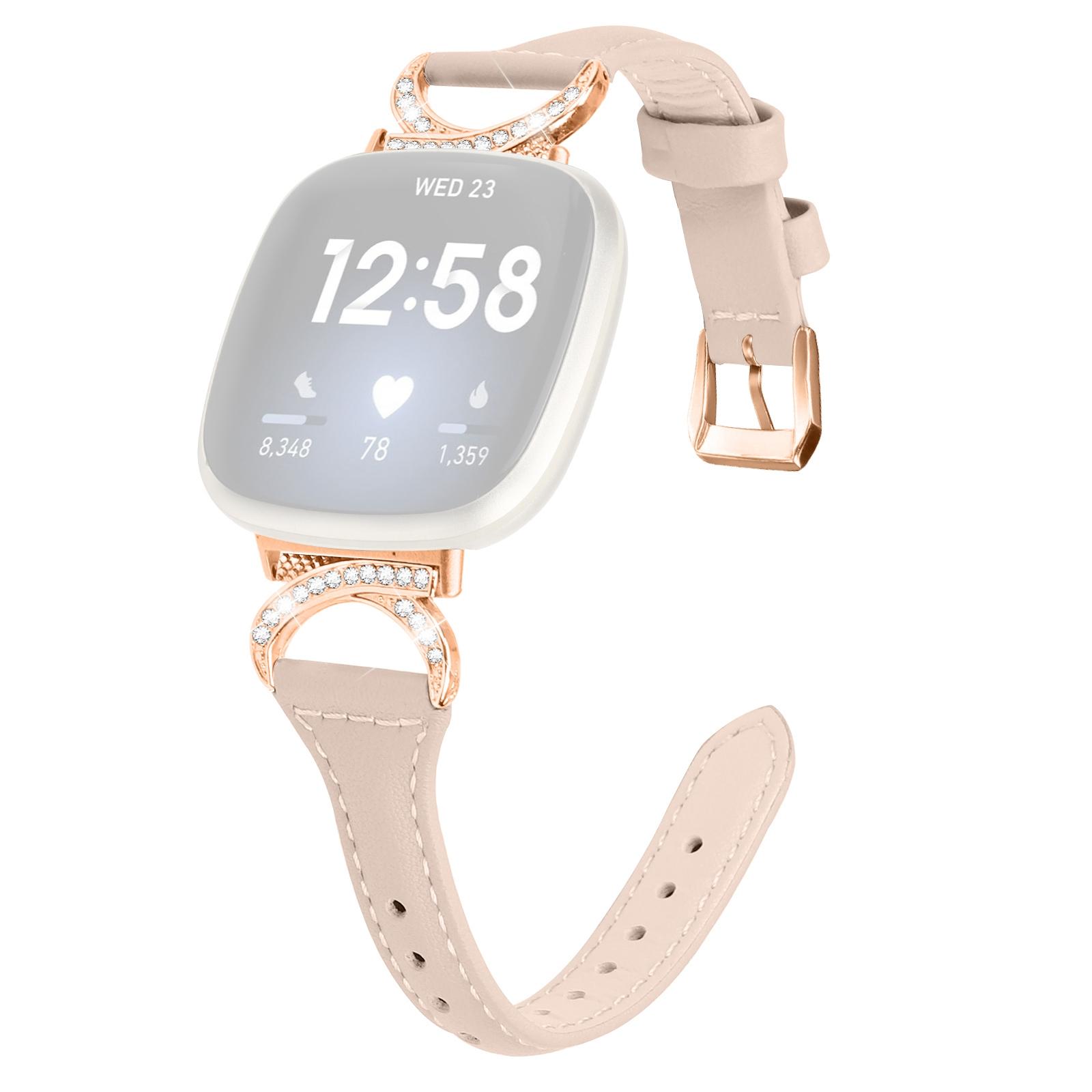 Genuine Cowhide Leather Watch Band for Fitbit Versa 3/Versa 4/Sense/Sense 2,Rhinestone Decor Wristband Strap with Rose Gold Buckle Apricot
Genuine Cowhide Leather Watch Band for Fitbit Versa 3/Versa 4/Sense/Sense 2,Rhinestone Decor Wristband Strap with Rose Gold Buckle Apricot