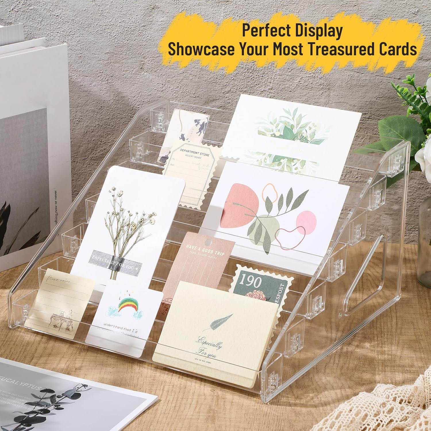 7 Tier Acrylic Card Display Stand, 12 Inch Versatile Display Stand for Sports Graded Cards Postcard Organizer Rack Holder
7 Tier Acrylic Card Display Stand, 12 Inch Versatile Display Stand for Sports Graded Cards Postcard Organizer Rack Holder
