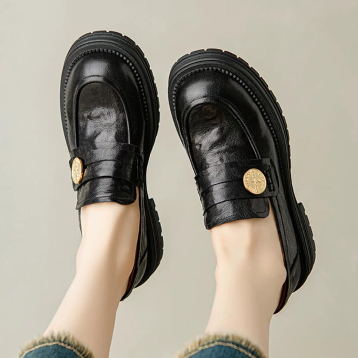 Cowhide version~ British style small leather shoes women s platform gold coin thick heel 2025 new spring and summer versatile loafer single shoes 34
Cowhide version~ British style small leather shoes women s platform gold coin thick heel 2025 new spring and summer versatile loafer single shoes 34