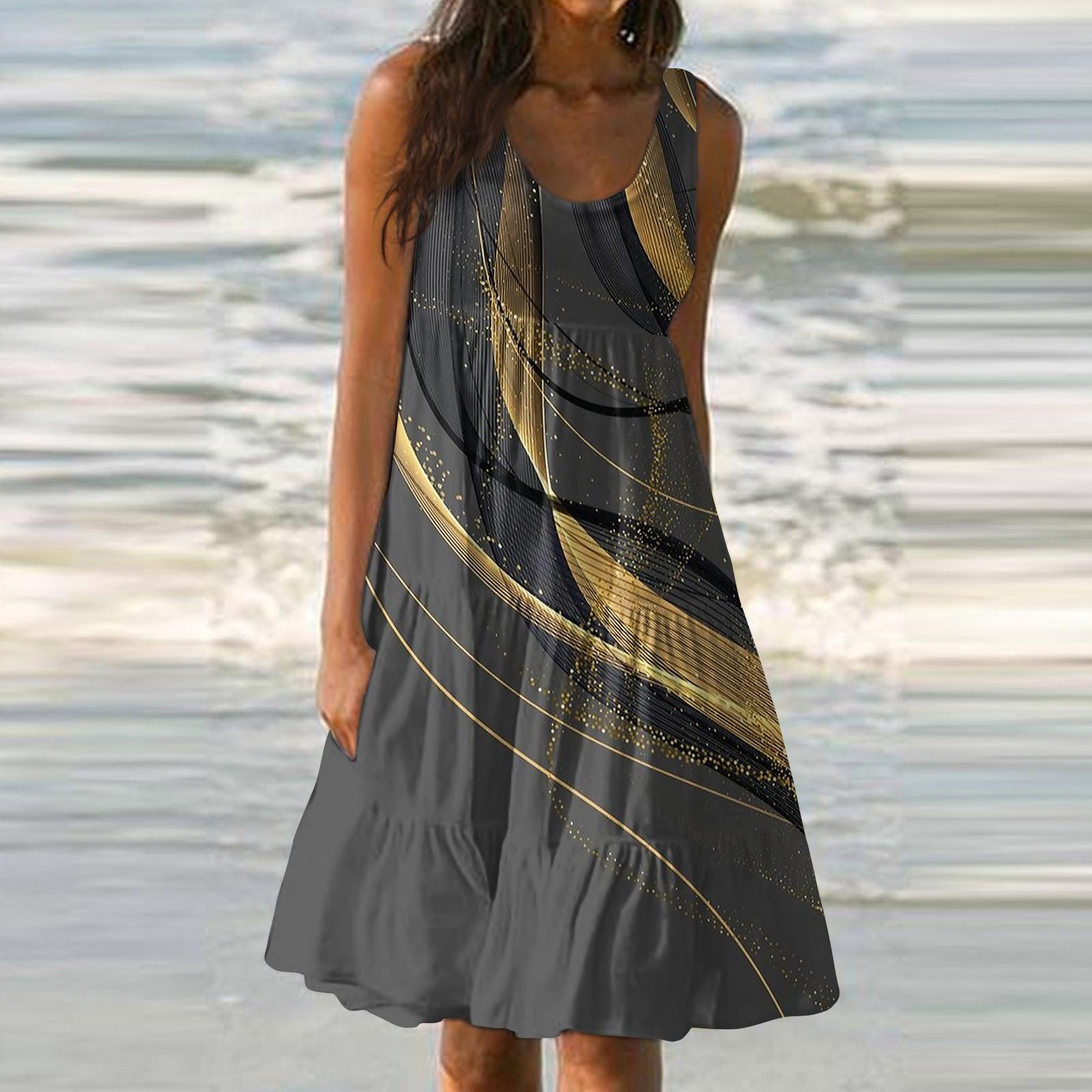 Женское летнее модное свободное повседневное пляжное платье без рукавов с принтом XL
Женское летнее модное свободное повседневное пляжное платье без рукавов с принтом XL