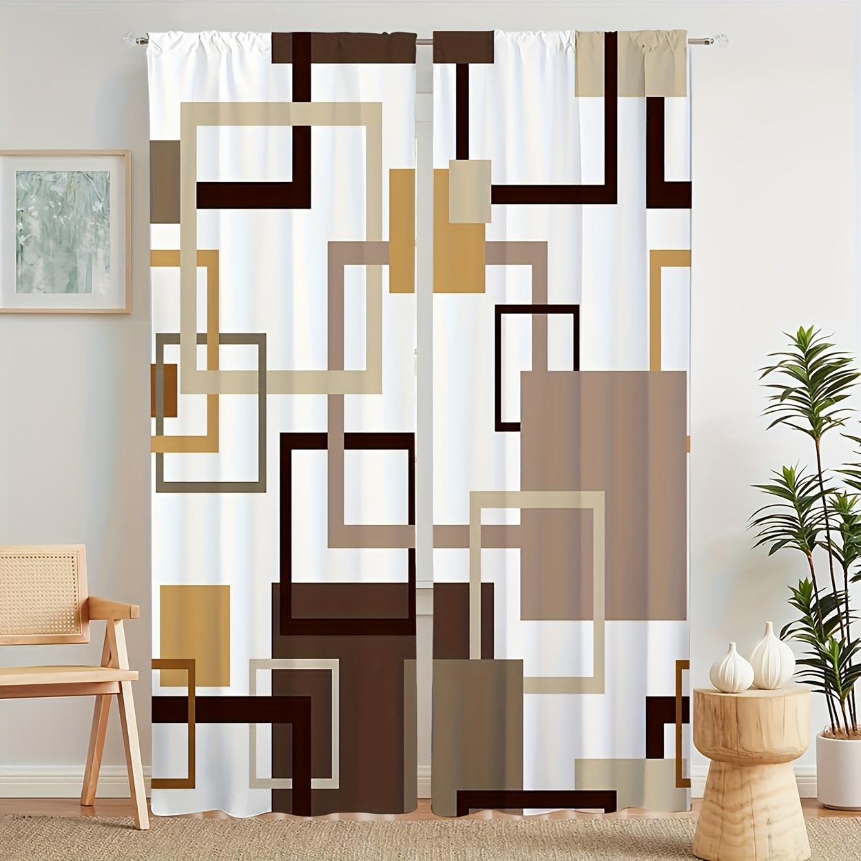 2Pcs Polyester Geometric Abstract Square Line Print Curtains, Rod Pocket Window Treatment For Bedroom, Office, Kitchen, Living 53x116cm 2pc&Without mount
2Pcs Polyester Geometric Abstract Square Line Print Curtains, Rod Pocket Window Treatment For Bedroom, Office, Kitchen, Living 53x116cm 2pc&Without mount