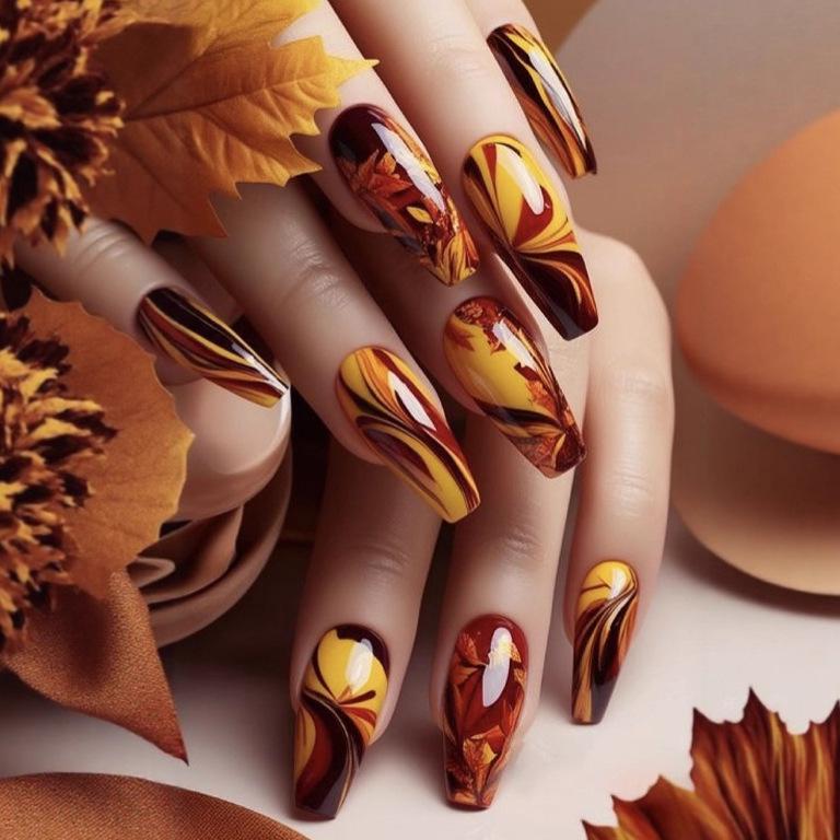 Retro Maple Leaf Gradient Fake Nails - Brown & Yellow Wearable Nail Art Stickers
Retro Maple Leaf Gradient Fake Nails - Brown & Yellow Wearable Nail Art Stickers