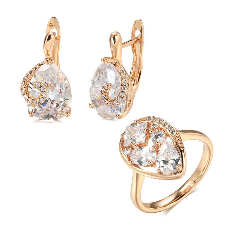 Bridal Wedding Jewelry Set Gold Rose Gold With Natural Zircon Earrings Ring Stes For Women Daily Fine Jewelry 7
Bridal Wedding Jewelry Set Gold Rose Gold With Natural Zircon Earrings Ring Stes For Women Daily Fine Jewelry 7