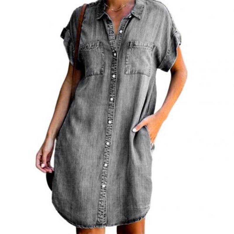 Collar Short Sleeve Slim Fit Shirt Skirt Lapel Short Sleeve Silm Shirt Dress Gray 4XL
Collar Short Sleeve Slim Fit Shirt Skirt Lapel Short Sleeve Silm Shirt Dress Gray 4XL