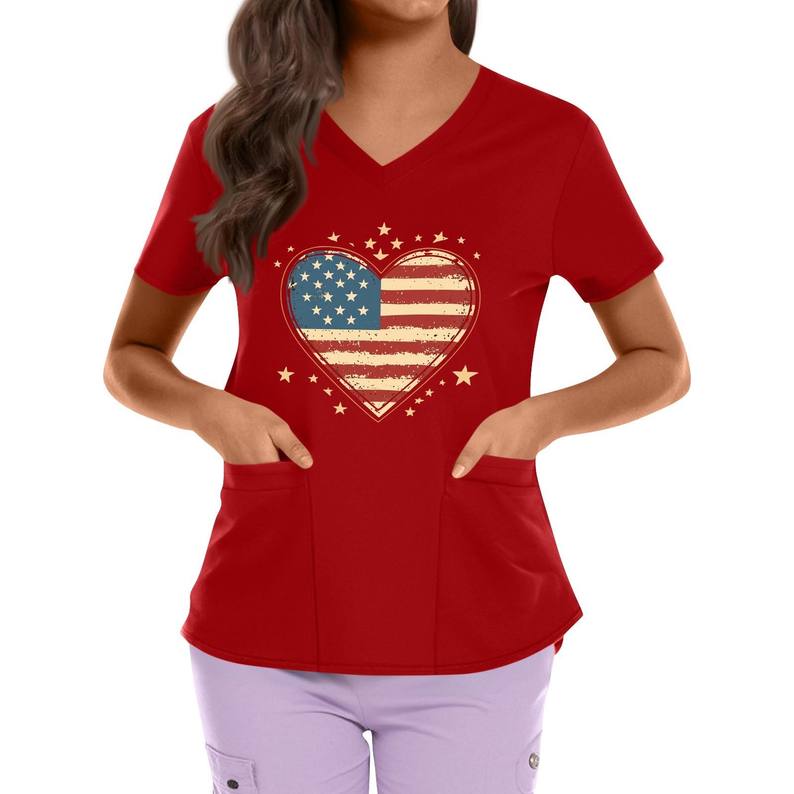 Plus Size Printed Scrub Working Uniform Tops For Women s Cross V Neck Independence Day Print Short Sleeve Fun T-Shirts Workwear Tee With Pockets XXL червоний
Plus Size Printed Scrub Working Uniform Tops For Women s Cross V Neck Independence Day Print Short Sleeve Fun T-Shirts Workwear Tee With Pockets XXL червоний