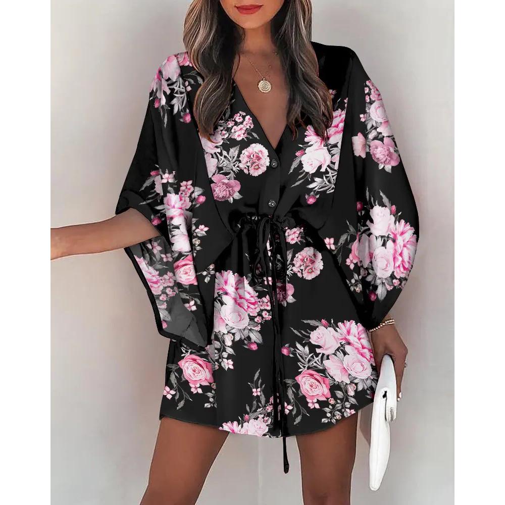 Женское платье-рубашка, сексуальное мини-платье с v-образным вырезом и рукавами «летучая мышь», летние свободные пляжные платья в стиле бохо 2XL
Женское платье-рубашка, сексуальное мини-платье с v-образным вырезом и рукавами «летучая мышь», летние свободные пляжные платья в стиле бохо 2XL