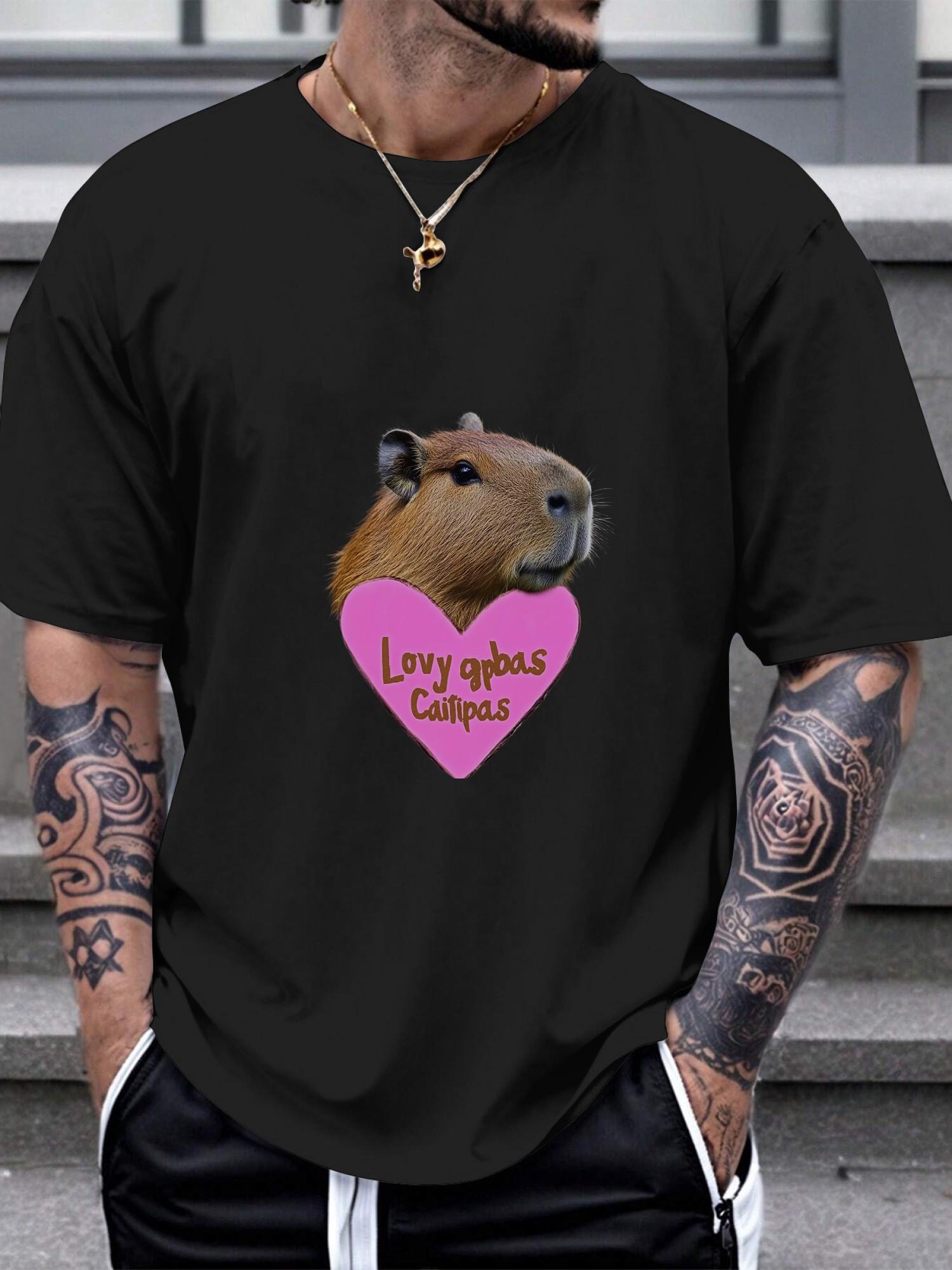 1pc Casual Capybara Love Heart Graphic T-shirt - 180g Cotton Crew Neck Short Sleeve Tee with Lovely Capybaras Print XL
1pc Casual Capybara Love Heart Graphic T-shirt - 180g Cotton Crew Neck Short Sleeve Tee with Lovely Capybaras Print XL