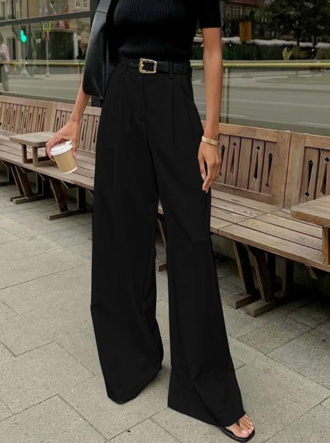 High Waist Wide Leg Trousers for Women Loose Fit Casual Office Pants Full Length Straight Leg Workwear Slacks with Belt Loops M чёрный
High Waist Wide Leg Trousers for Women Loose Fit Casual Office Pants Full Length Straight Leg Workwear Slacks with Belt Loops M чёрный