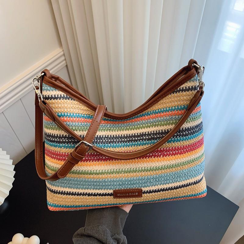 Large-capacity Bag 2026 New Style Fashionable Holiday Color Stripe Straw Woven Women s All-match Single-shoulder Cross-body Small without pendant
Large-capacity Bag 2026 New Style Fashionable Holiday Color Stripe Straw Woven Women s All-match Single-shoulder Cross-body Small without pendant