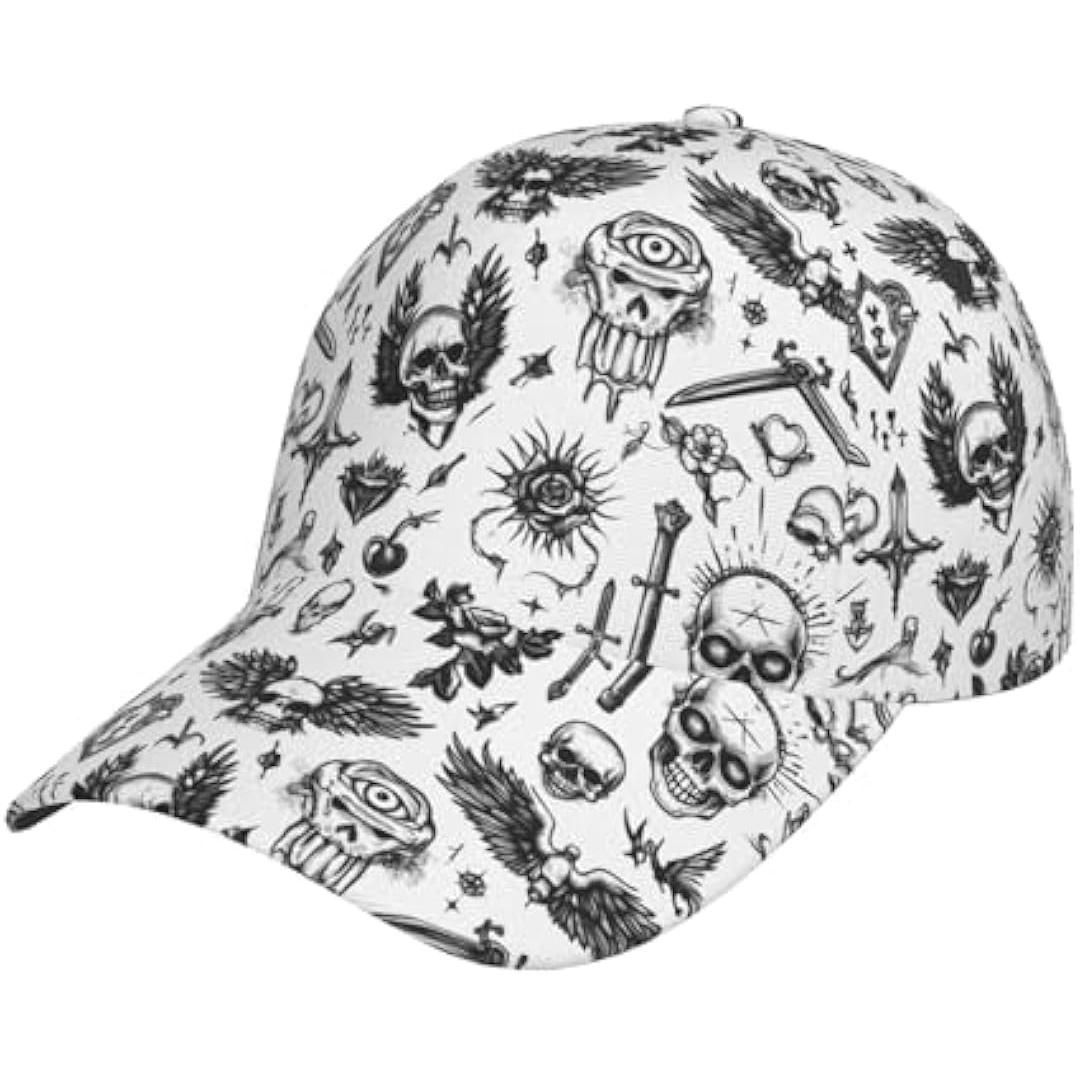 Black White Tattoo Style Skull Gothic Elements Print Adjustable Baseball Cap Hiking Running Dad Golf Hat Black One Size
Black White Tattoo Style Skull Gothic Elements Print Adjustable Baseball Cap Hiking Running Dad Golf Hat Black One Size
